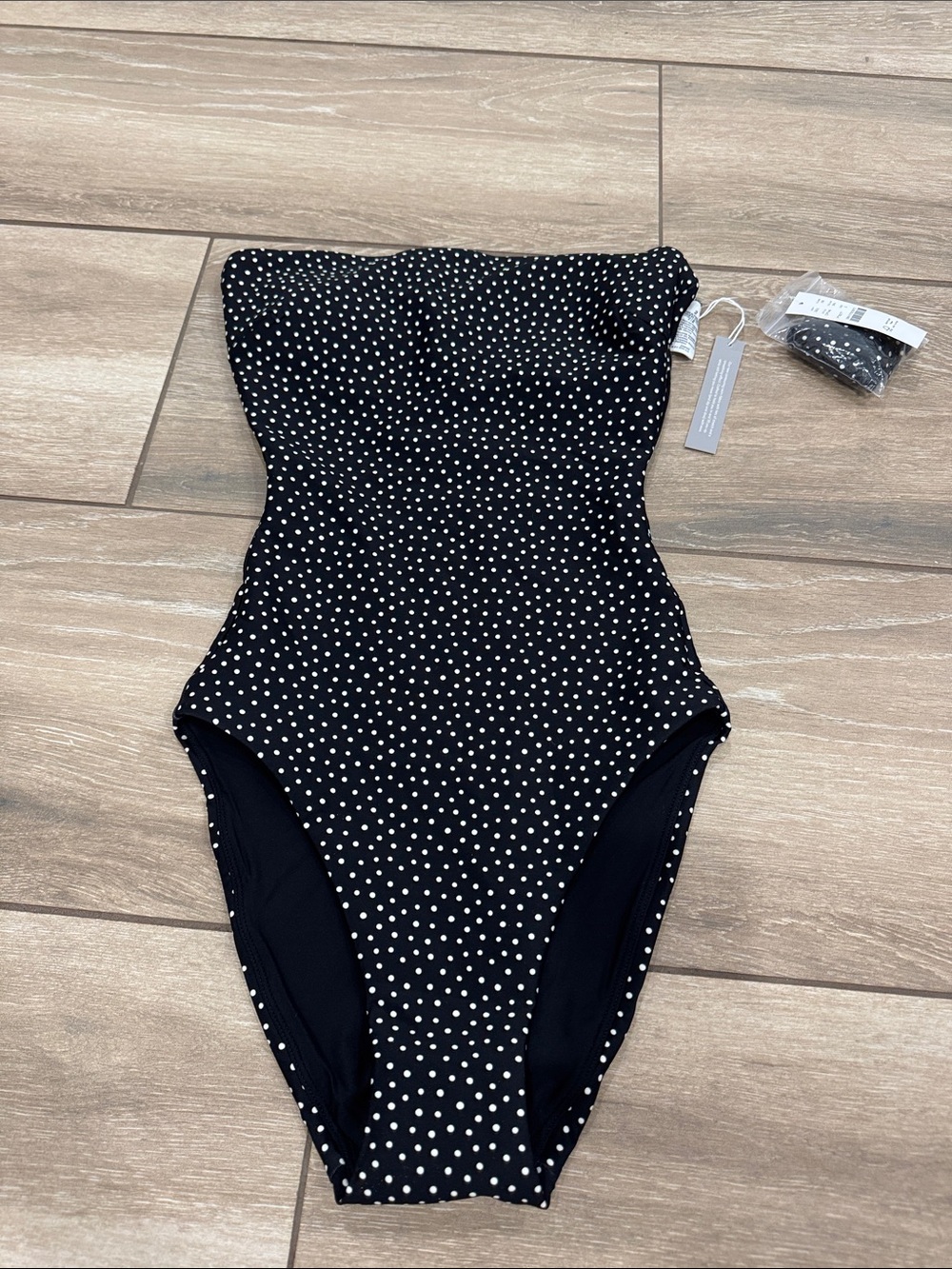 J.Crew classic sculpt Black Polka Dot One-Piece Swimsuit